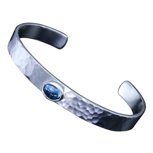 龍頭 丸鎚目 バングル 8mm 石付き メンズ シルバー シルバーバングル メンズバングル シルバー950 男性 彼氏 伝統技法 ギフト 人気 おしゃれ ブランド