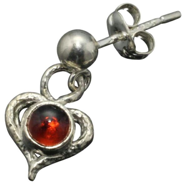 Garnet - 龍頭 岩石ハート ピアス 石付 (小) 1P 片耳用 天然石 レディース シルバー シルバーピアス スタッド レディースピアス シルバー950 女性 彼女 伝統技法 ギフト 人気 おしゃれ ブランド