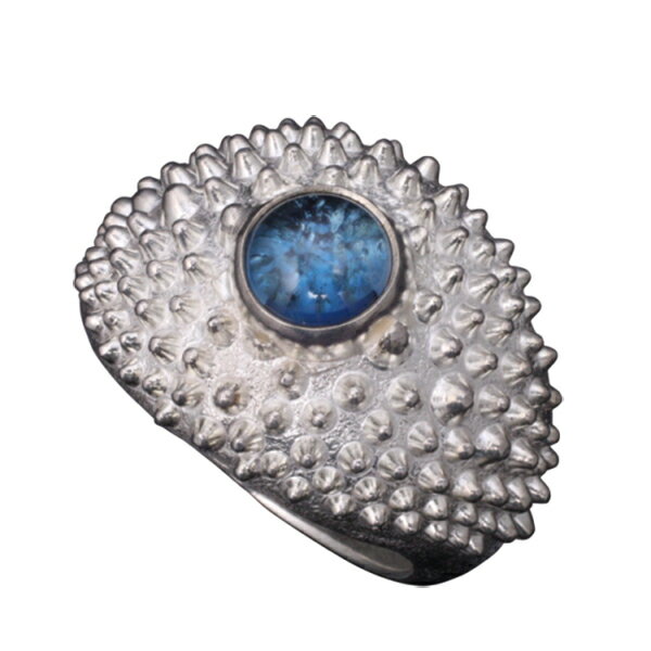 龍頭 ブルートパーズ 霰 リング 14〜28号 指輪 メンズ シルバー シルバーリング メンズリング シルバー950 男性 彼氏 伝統技法 ギフト 人気 おしゃれ ブランド