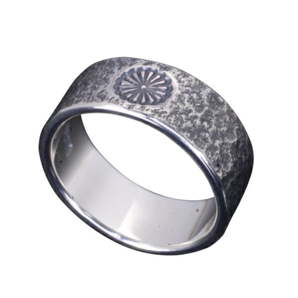 龙头 菊纹 岩石丸鎚目 リング 幅8mm 14〜27号 指轮 花 メンズ シルバー シルバーリング メンズリング シルバー950 男性 彼氏 伝统技法 ギフト 人気 おしゃれ ブランド