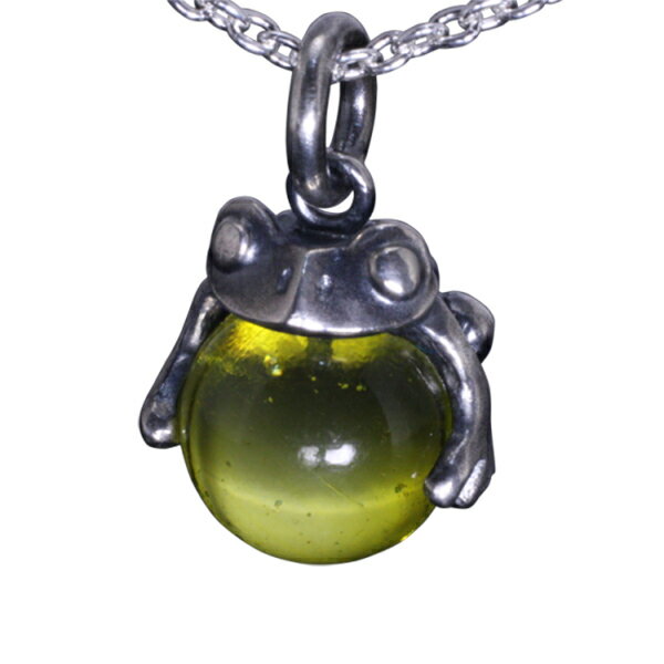龍頭 蛙玉 (Yellow Glass) ネックレス チェーン付き ペンダント メンズ レディース シルバー シルバーネックレス メンズネックレス カエル シルバー950 男性 女性 彼氏 彼女 伝統技法 ギフト 人気 おしゃれ ブランド