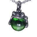 龍頭 蛙玉 (Green Glass) ネックレス チェーン付き ペンダント メンズ レディース シルバー シルバーネックレス メンズネックレス カエル シルバー950 男性 女性 彼氏 彼女 伝統技法 ギフト 人気 おしゃれ ブランド