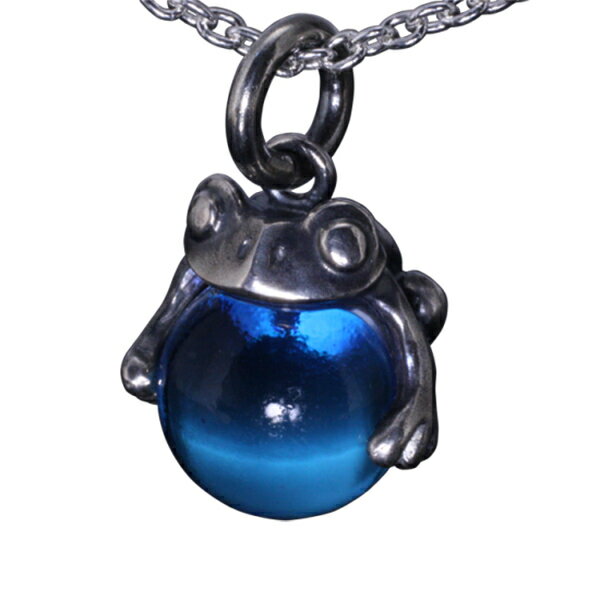 龍頭 蛙玉 (Blue glass) ネックレス チェーン付き ペンダント メンズ レディース シルバー シルバーネックレス メンズネックレス カエル シルバー950 男性 女性 彼氏 彼女 伝統技法 ギフト 人気 おしゃれ ブランド(4)