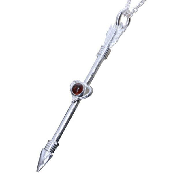 Silver - 龍頭 白仕上げ 生弓矢 ハート ネックレス (矢) Lサイズ チェーン付き ペンダント メンズ シルバー シルバーネックレス メンズネックレス 弓矢 天然石 シルバー925 男性 彼氏 伝統技法 ギフト 人気 おしゃれ ブランド