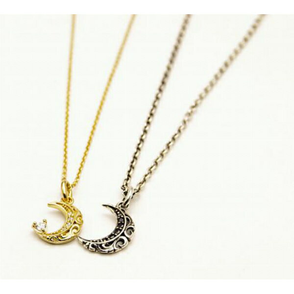 SAINTS セインツ アラベスクムーンネックレス ペア(チェーン付き) 金メッキ シルバー925 シルバーアクセサリー 銀 SV925 スターリングシルバー シルバーネックレス チェーン付き 首飾り ペア お揃い カップル 人気 ブランド アクセサリー ギフト プレゼント おしゃれ