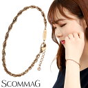 SCOMMAG ステンレス チェーン ブレスレット Sサイズ ピンクゴールド ジルコニア レディースブレスレット ブレス サージカルステンレス 金属アレルギー ...
