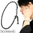 SCOMMAG ステンレス ブラック チェーン ブレスレット Lサイズ 黒 ブラックジルコニア メンズブレスレット ブレス サージカルステンレス 金属アレルギー...