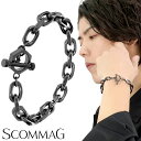 SCOMMAG マンテル ステンレス チェーン ブレスレット Lサイズ ブラック 黒 メンズブレスレット ブレス サージカルステンレス 金属アレルギー アレルギ...