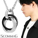 SCOMMAG ステンレス ダブル リング ネックレス (チェーン付き) ペンダント ブラック 黒 メンズネックレス ブラック サージカルステンレス 金属アレルギー アレルギーフリー メンズ 男性 彼氏 夫 旦那 誕生日 記念日 プレゼント 人気 ブランド おしゃれ(4)