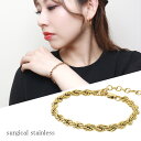 ステンレス ゴールド ロープチェーン ブレスレット サージカルステンレス 18金 K18 18K コーティング 金属アレルギーフリー ニッケルフリー シンプル ...