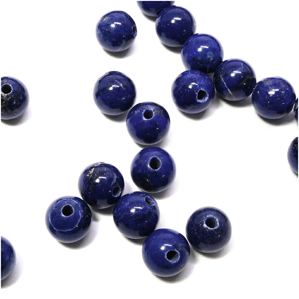 ラピスラズリ 6mm 天然石 ビーズ 丸玉 5玉 セット 粒売り バラ売り パーツ パワーストーン ラピス ラズリ ブルー 青 12月 誕生石 ハンドメイド 手...