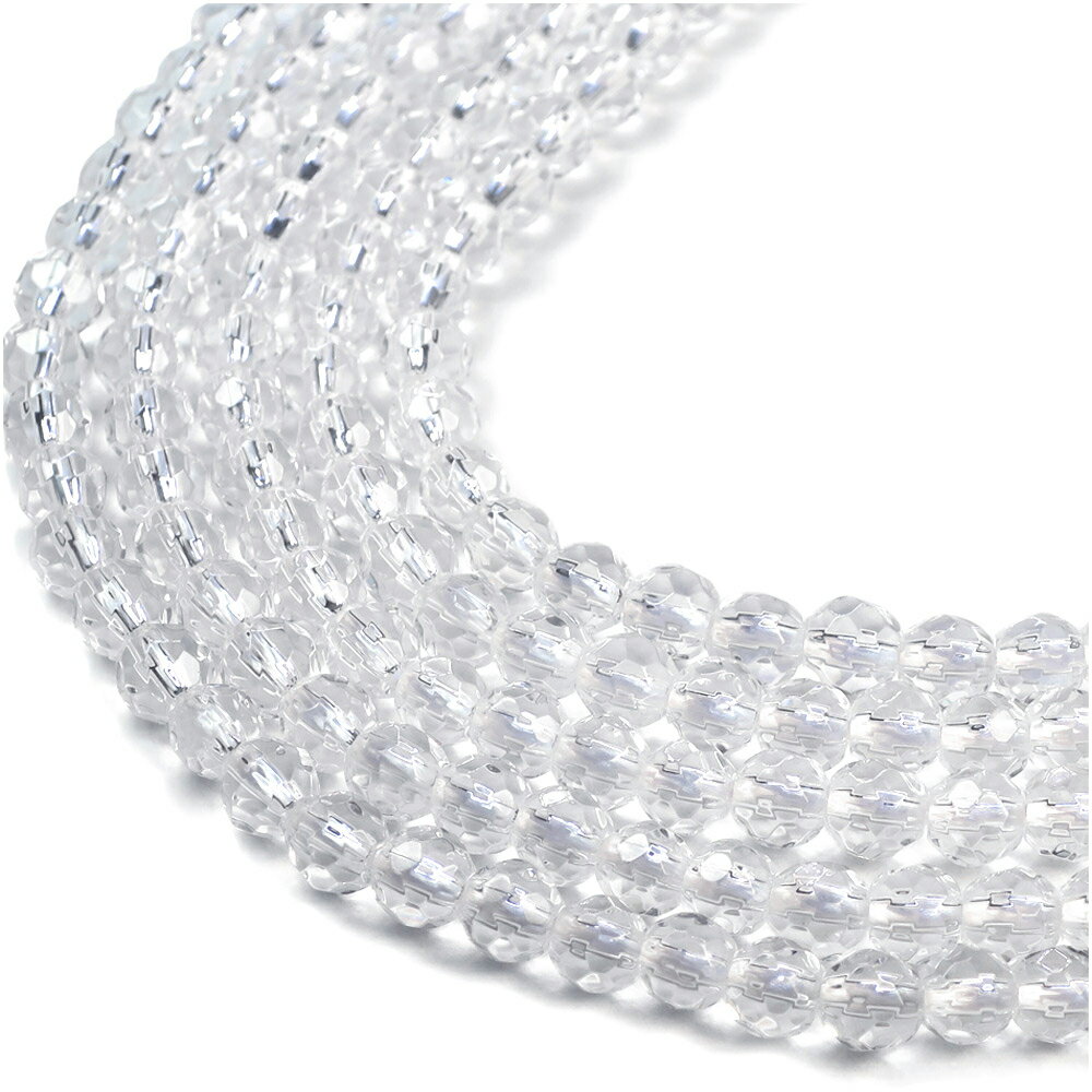 水晶 4mm 天然石 ビーズ ミラーカット 20玉セット 粒売り パワーストーン バラ売り パワ-スト-ン ビ-ズ パーツ クォーツ 天然石ビーズ 天然石パーツ...
