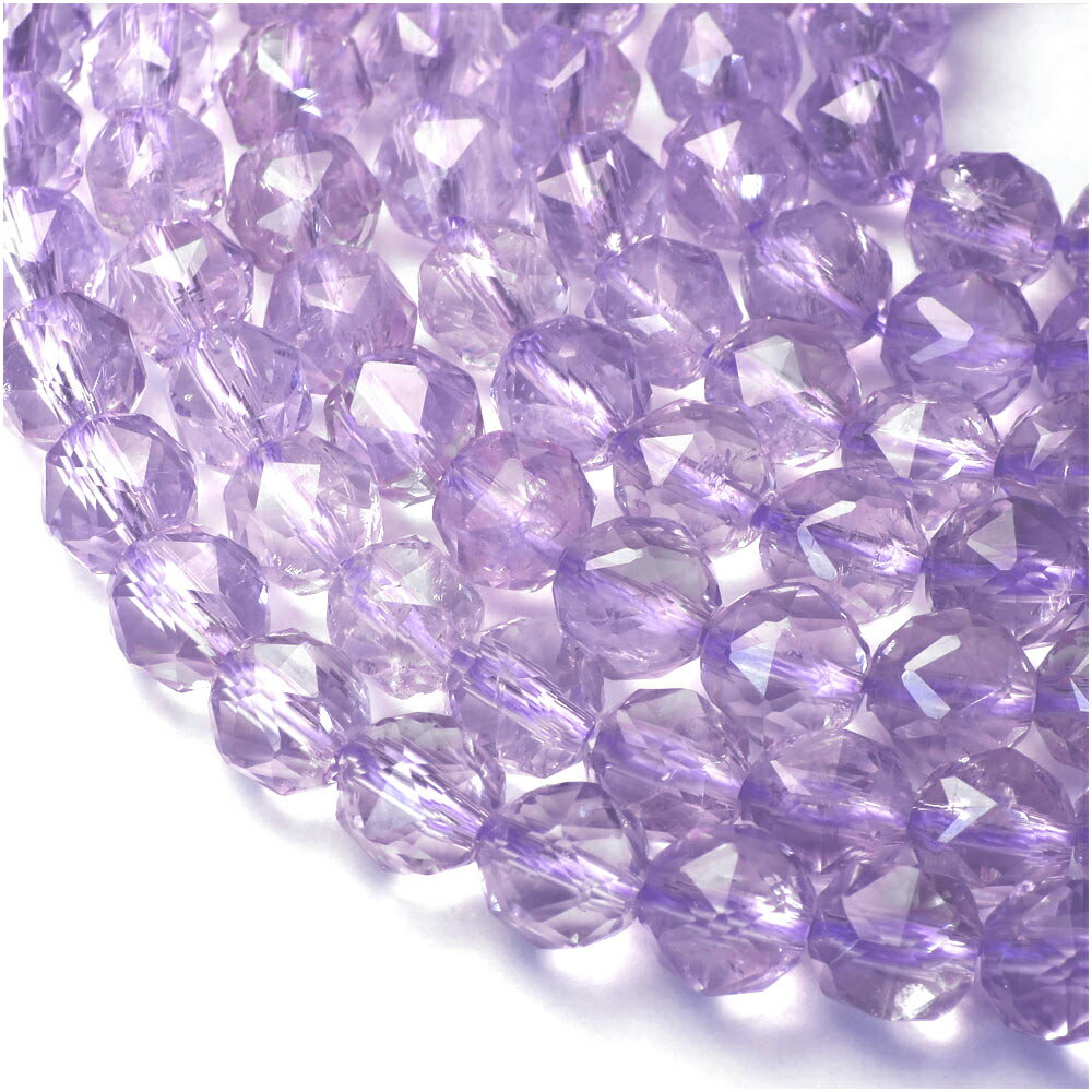 ラベンダーアメジスト 8mm 天然石 ビーズ スターカット 4玉セット 粒売り パワーストーン バラ売り 2月 誕生石 ビ-ズ パーツ 紫水晶 天然石ビーズ 天...