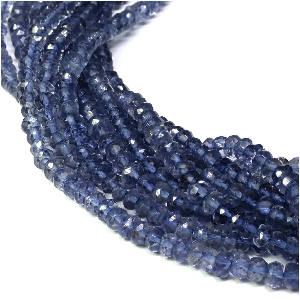 アイオライト 3×2mm 天然石 ビーズ ボタンカット 10cm連 連売り パワーストーン ビ-ズ パーツ 3月 誕生石 菫青石 天然石ビーズ 天然石パーツ ク...