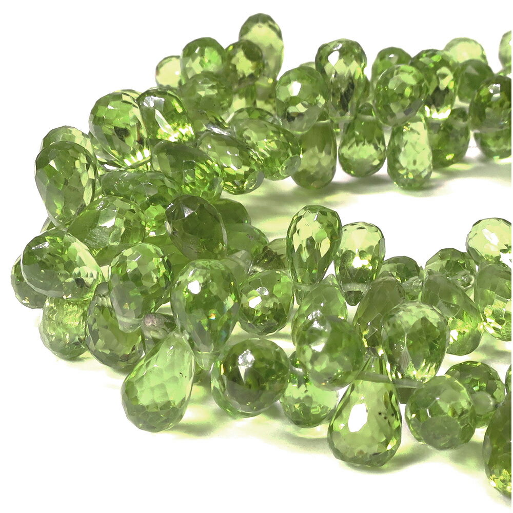 ペリドット 7.5×4.5mm 天然石 ビーズ ドロップカット 2玉セット 粒売り パワーストーン バラ売り 8月 誕生石 ビ-ズ パーツ かんらん石 天然石ビ...