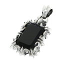 ゴシック フレーム オニキス ペンダントトップ ネックレスチャーム (チェーンなし) シルバー925 シルバーアクセサリー 唐草 蔦 ツタ 植物 アラベスク ハ...