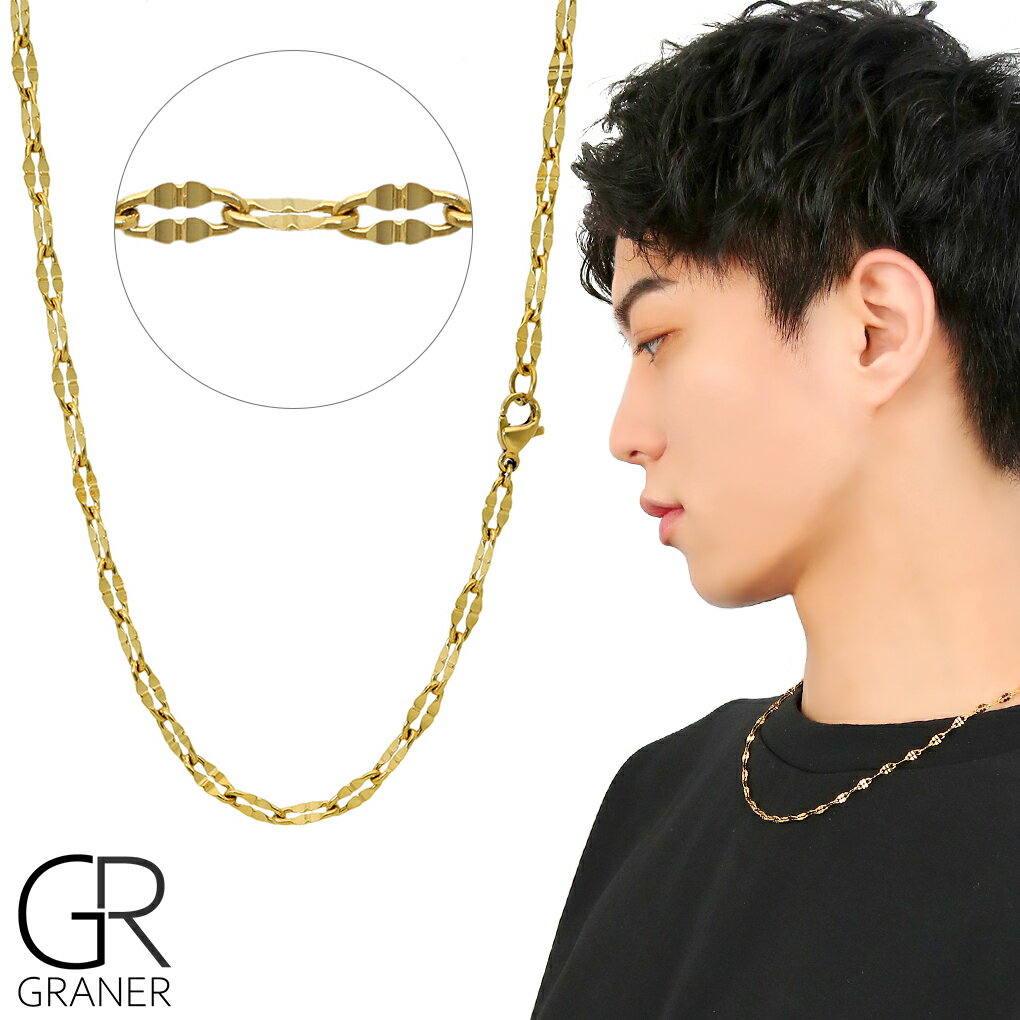 GRANER ステンレス ペタル ネックレス 太 ゴールド ステンレスチェーン チェーン 金色 金属アレルギー対応 アレルギーフリー 肌に優しい デリケート肌 ...