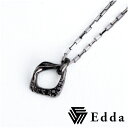 Edda エッダ ナチュナル フレーム ブラックジルコニア シルバーネックレス専用ギフトBOX付き メンズ ネックレス シルバー シルバー925 シルバーアクセ...