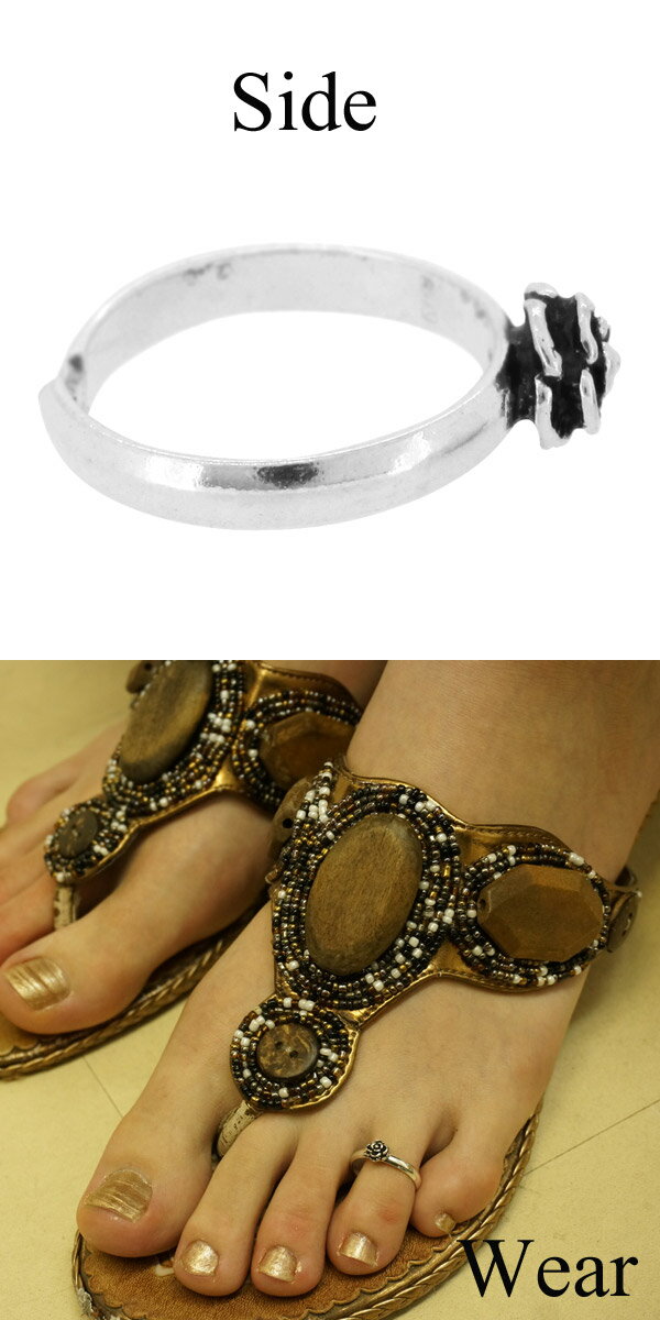 バラの花 トゥーリング フリーサイズ シルバーアクセサリー レディース トゥリング 女性用 ToeRing トーリング シルバートゥーリング シルバー925トゥリング プレゼント 人気 かわいい おしゃれ
