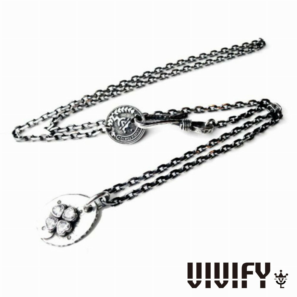 VIVIFY ビビファイ ペンダント ネックレス シルバー Small Plate 四葉ジルコニア ペンダントトップ チ..