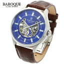 BAROQUE 腕時計 BA2005 ブルー 日本製 時計 ウォッチ 紳士 ビジネス 自動巻き 機械式 文字盤 大きい 大きめ 見やすい 防水 メンズ腕時計 メンズ 男性 彼氏 夫 旦那 誕生日 記念日 プレゼント 人気 ブランド おしゃれ かっこいい 高級感 大人 上品 シチズン スケルトン