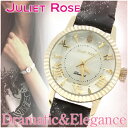 JULIET ROSE JUL108レザー シリーズ ブラック ゴールド レディースウォッチ レザー 革ベルト ダイヤ 日常生活防水 レディース 腕時計 時計 ダイヤモンド ダイアモンド ジュリエット ローズ JUL108G-08 ブランド プレゼント 人気 おしゃれ