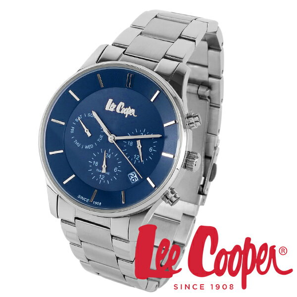 Lee Cooper 腕時計 ブランド ウォッチ lc6857.390 ネイビー×シルバー リークーパー 時計 メンズ 紳士 クォーツ ステンレスベルト 機能的 ビジネス カジュアル ビジカジ イギリス ブリティッシュ クロノグラフ 電池式 人気 プレゼント 彼氏 おしゃれ