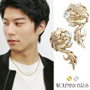10K YG WG パルメット ウルフ ピアス 1P 片耳用 ウルフマンBRS ジルコニア イエローゴールド ブルートパーズ ホワイトゴールド 狼 オオカミ 金...