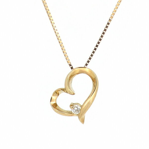 オープンハート ゴールドネックレス(チェーン付きペンダント) 透かし ウェーブ 18金 ピンクゴールド ダイヤモンド ダイアモンド ジュエリー ネックレス ペンダント 首飾り レディース 女性 アクセサリー ギフト プレゼント おしゃれ