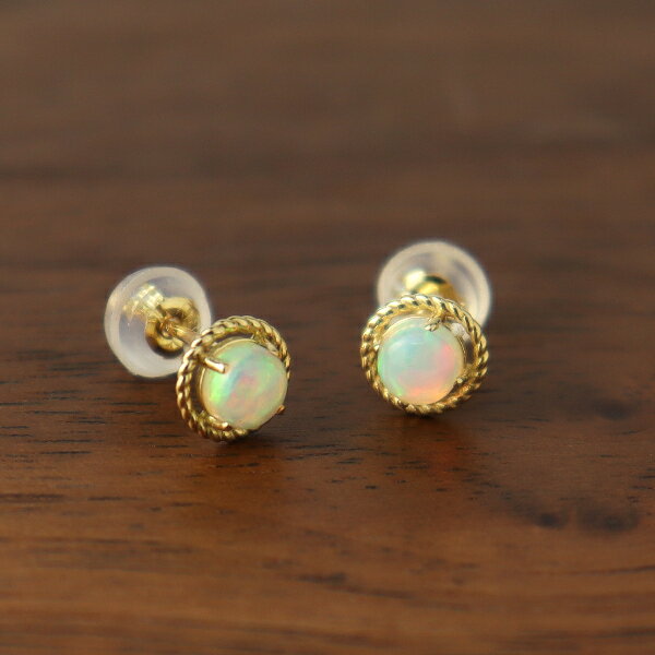 K18 エチオピア産 オパール ピアス 2P 両耳用 18金 18k ゴールド エチオピアオパール オパールピアス スタッド 華やか 上品 かわいい 華奢 アク...
