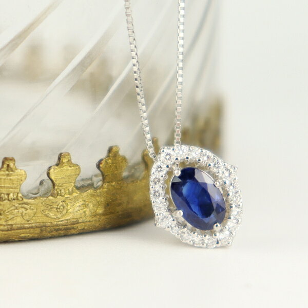 PT900 サファイア ダイヤモンド プラチナ ネックレス オーバル 天然 ダイヤ 天然石 誕生石 9月 ブルーサファイア 上品 華やか パーティー 結婚記念日 アクセサリー ペンダント 誕生日 レディース 女性 記念日 ギフト プレゼント おしゃれ