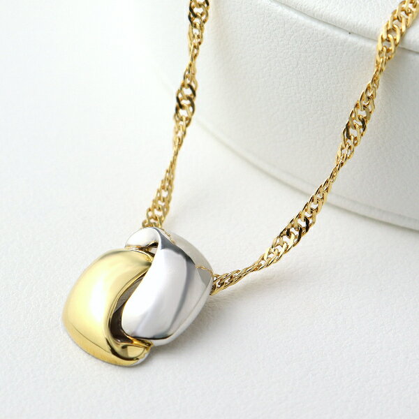 K18 YG WG バイカラー ボリューム ゴールド ネックレス 地金 18金 18k 大ぶり 華やか シンプル スクエア 大人 高級感 エレガント 豪華 パーティー 結婚記念日 ジュエリー アクセサリー ペンダント レディース 女性 記念日 ギフト プレゼント おしゃれ