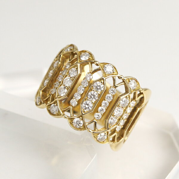 K18 1.0ct ダイヤモンド 透かし クラシカル リング 指輪 18金 18k ゴールド 天然 ダイヤ 1カラット 幅広 太め 極太 繊細 華やか 豪華 ゴージャス エレガント 大人 高級 結婚記念日 アクセサリー 誕生日 レディース 女性 記念日 ギフト プレゼント おしゃれ