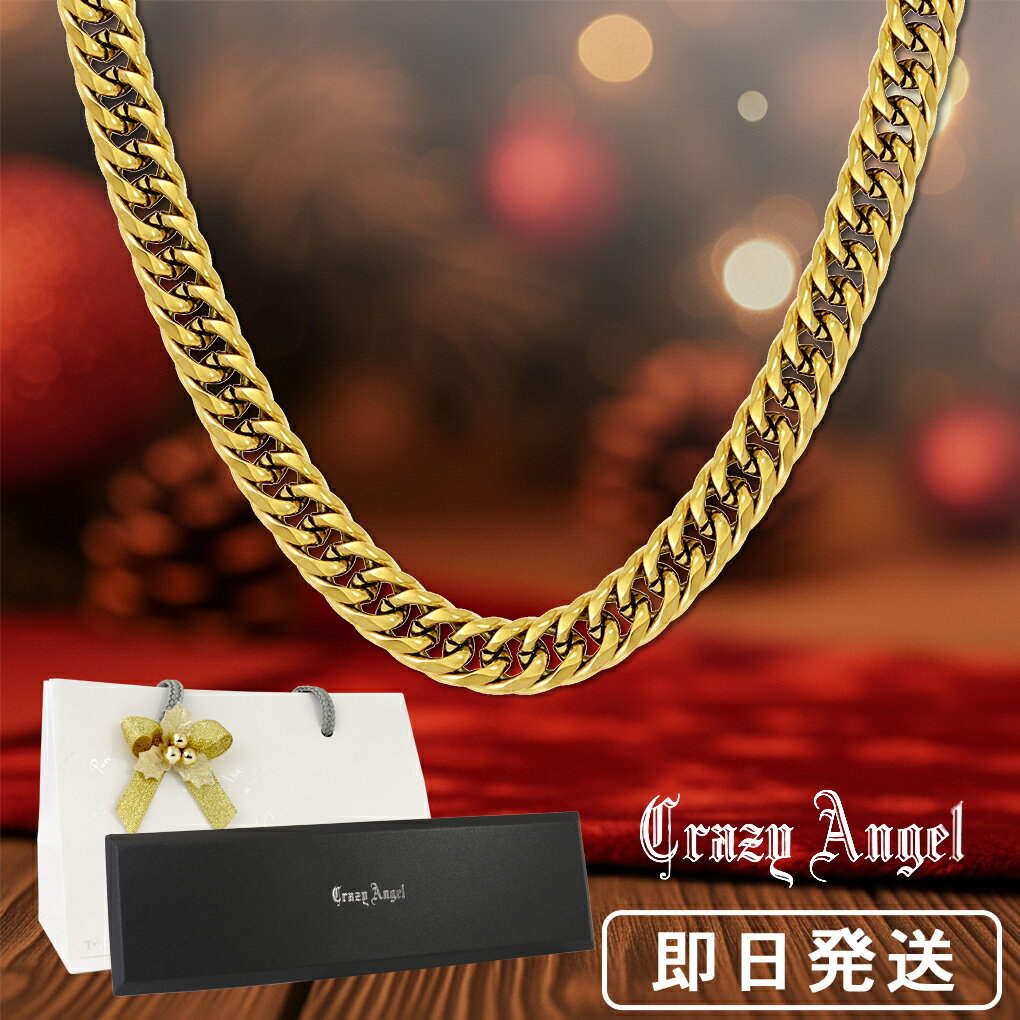 クレイジーエンジェル 喜平ネックレス 6面ダブル ゴールド 幅5.7mm 60cm サージカルステンレス ネック..