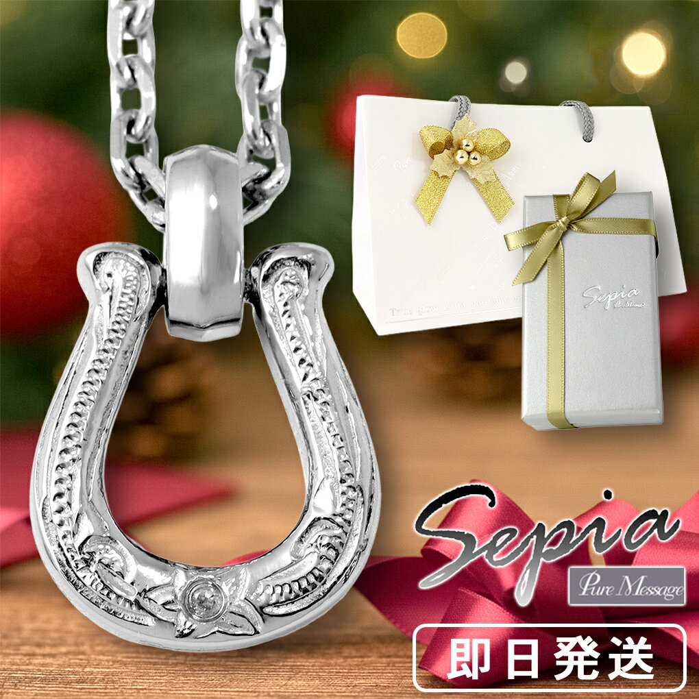 Sepia 馬蹄 シンプル ハワイアン ダイヤモンド サージカルステンレス ネックレス メンズ レディース 金属アレルギーフリー メンズネックレス ハワイアンジ...