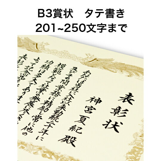 B3 賞状 タテ書き 250文字まで 全文 手書き代筆 筆耕 表彰状 感謝状 証書 社内表彰 皆勤賞 認定証 大会 コンテスト コンクール イベントなど