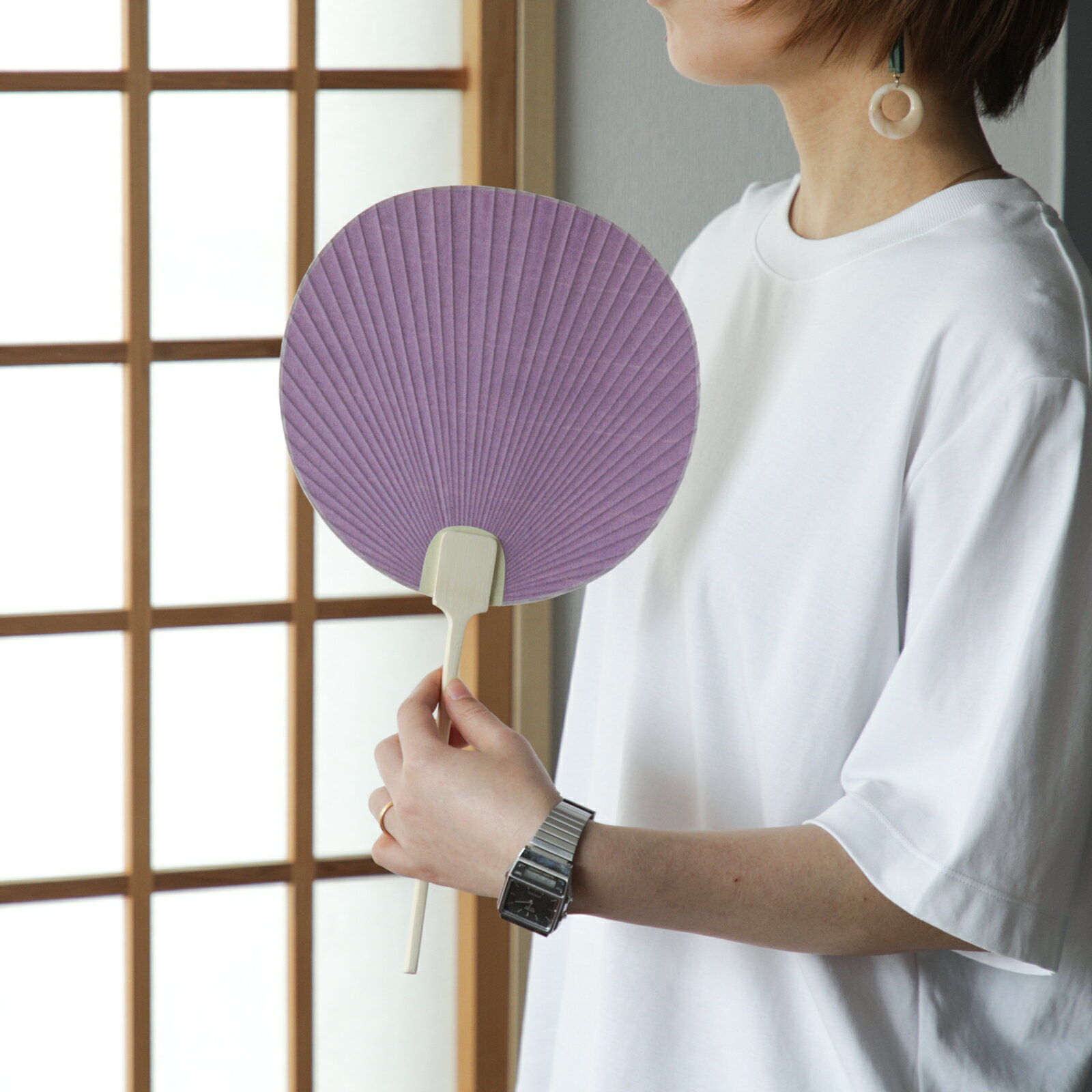 うちわ 京うちわ Lサイズ 公長齋小菅 麻 綿 おしゃれ ドア 玄関 シンプル ギフト 伝統工芸 日本製 made in japan 伝統工芸 工芸品 民藝 手仕事 和装 小物 京都 ぎんやんま