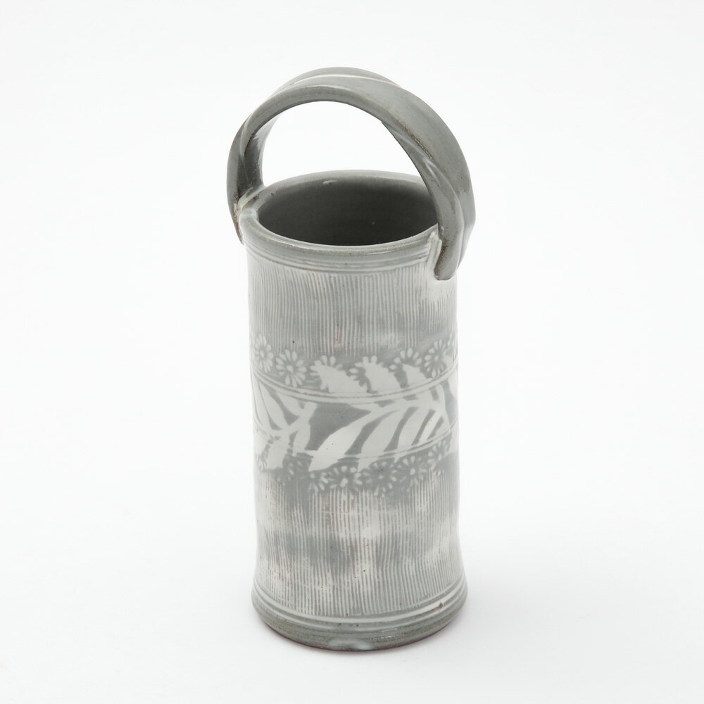 一輪挿し 手付花生 清水焼 アラベスク 圭司 一輪差し 花器 花瓶 花入れ フラワーベース 円筒 円柱 模様 京焼 陶器 陶磁器 日本製 made in japan 工芸 民藝 民芸 伝統工芸