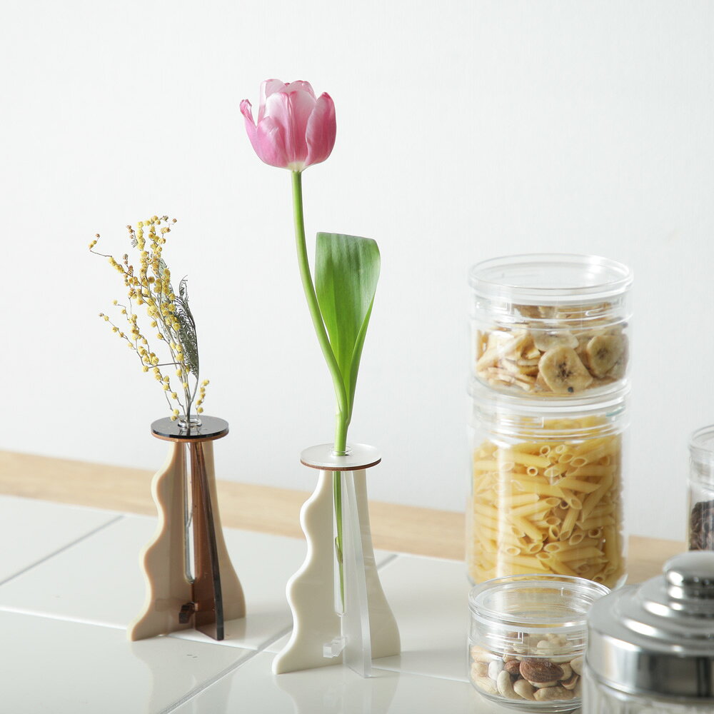 一輪挿し おしゃれ NEW ICHIRIN VASE マット PLYDESIGN かわいい インテリア 組み立て式 花器 プライング 花瓶 雑貨 フラワーベース アクリル ディスプレイ 玄関 雑貨 フラワーベース 花 お花 生け花 結婚5周年 木婚式 日本製 xmas2 [2]