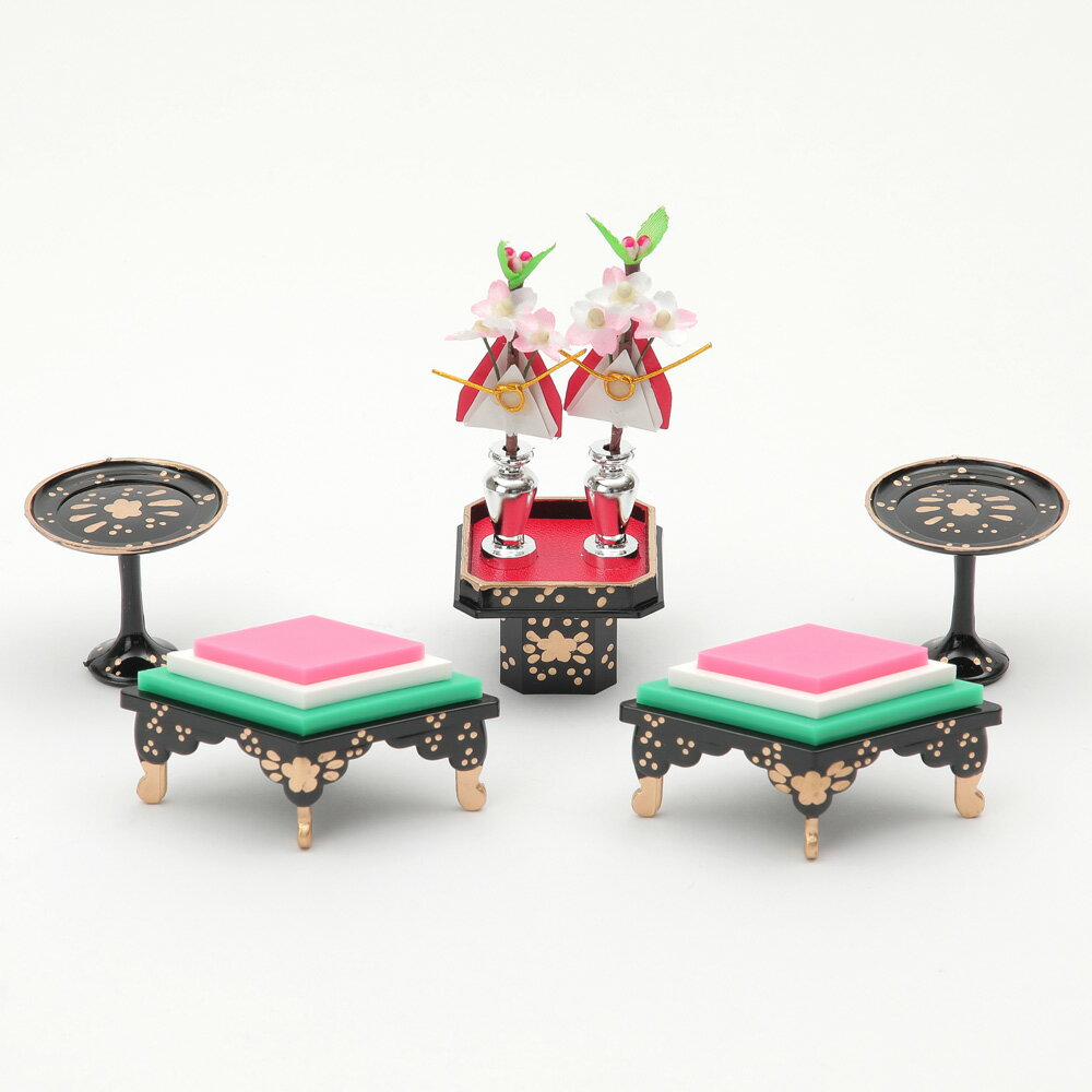 雛人形 お道具 小道具 ミニチュア 6cm 並 菱高三方 (菱餅/高杯/三方) 桃の節句 リュウコドウ [2]