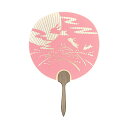 並型 都うちわ 十五夜 (ピンク) 片面透かし 2106 塩見団扇 日本製 化粧箱付き