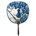 丸型うちわ 団扇 京うちわ 瓢箪 (紺) 2046 化粧箱付き 天然木