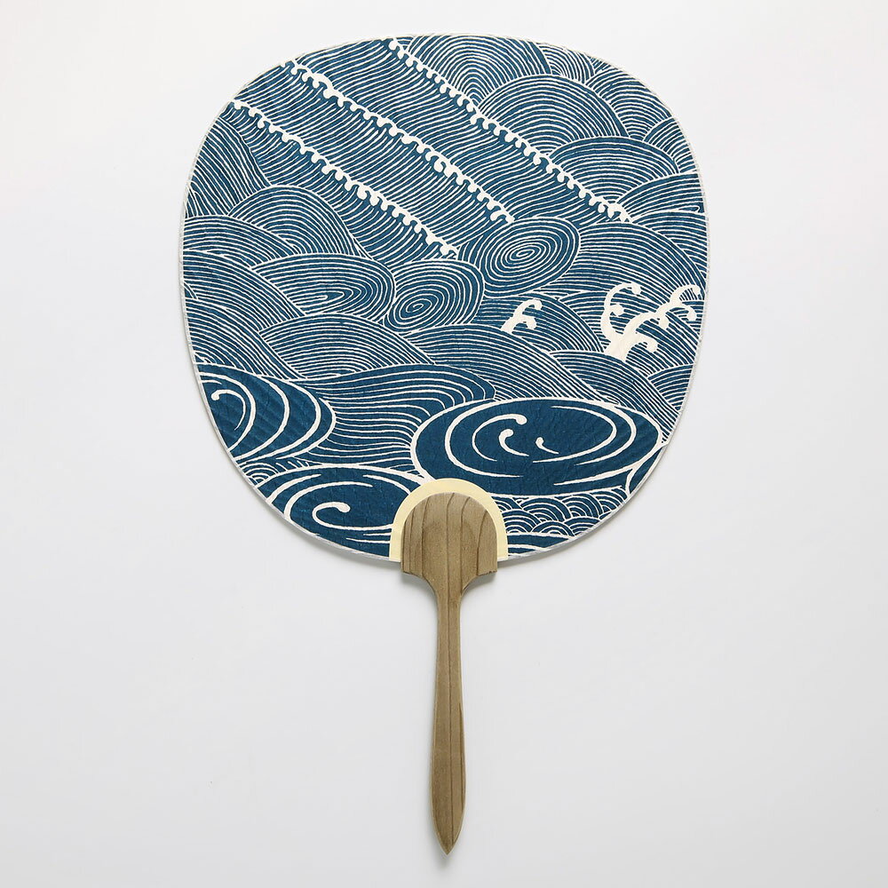 並型うちわ 団扇 うず潮(青) 2720