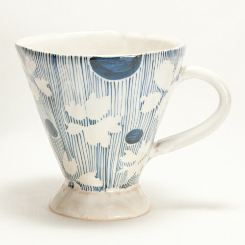 粉引　桜十草　マグカップ（青）〔道仙工房〕