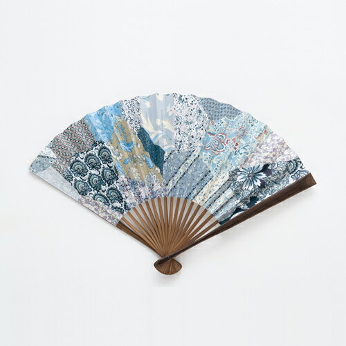【千總×宮脇賣扇庵】 扇子 扇子ケースセット 名物裂 ブルーグレー