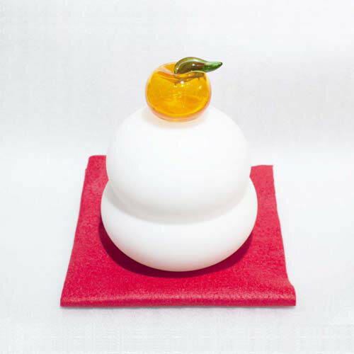 乐天商城 - ガラス 鏡餅（大）白 （敷布付き）