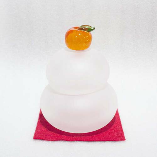 ガラス 鏡餅（中）フロスト （敷布付き）