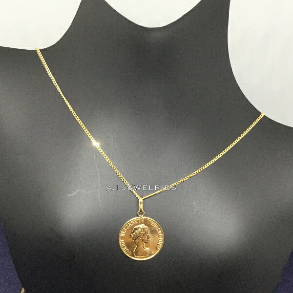 K18 14mm プレスコイン ネックレス 40cm / K18 14mm press coin necklace 40cm