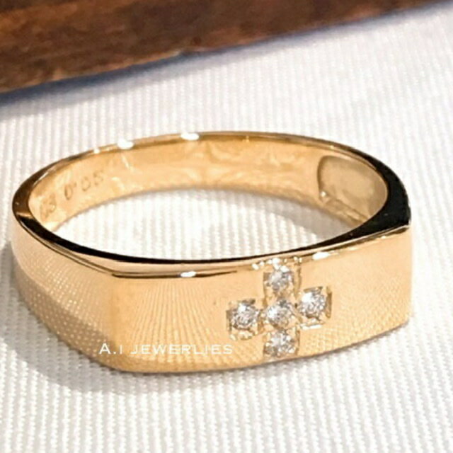 18金 リング クロス デザイン クロスリング 天然石 ダイアモンド cross ring with diamonds k18 金の指輪 ゴールドリング メンズリング 18金指輪レディース k18リング ダイヤリング ダイヤ 0．05カラット 天然ダイヤモンド ゴールドアクセサリー 男性 女性 高級 プレゼント