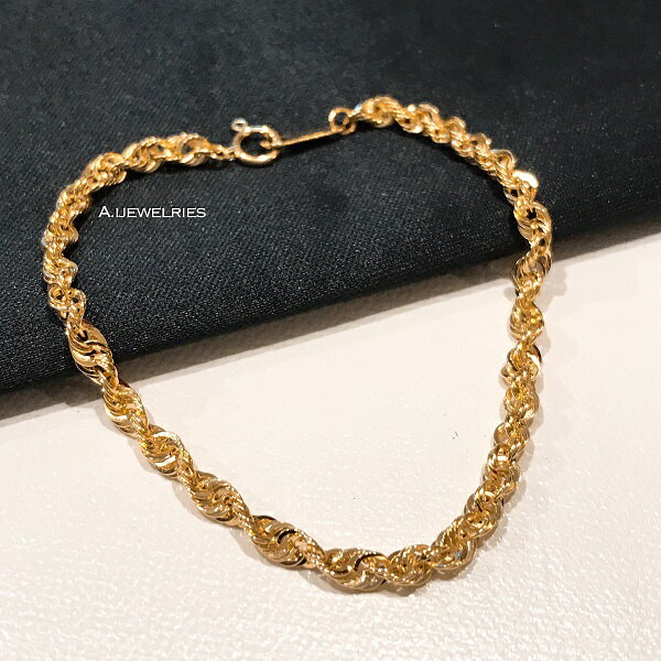 楽天A.I JEWELRIESk18 18金 シャイニーロープ ブレスレット 18センチ 3.5mm 幅 / k18 shiny rope bracelet 18cm